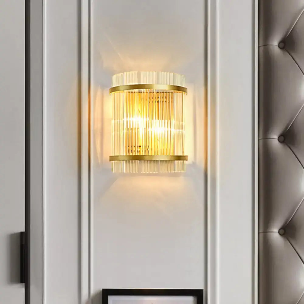 Gold Ribbed Glass Wall Sconce