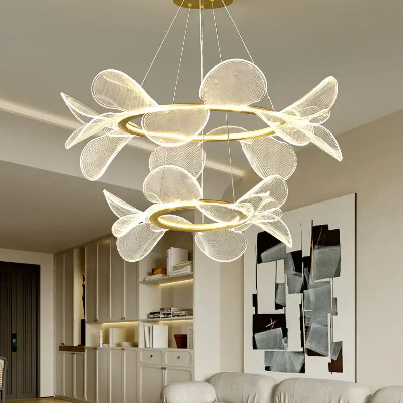 Gold Leaf Cluster Pendant Light Dimmable