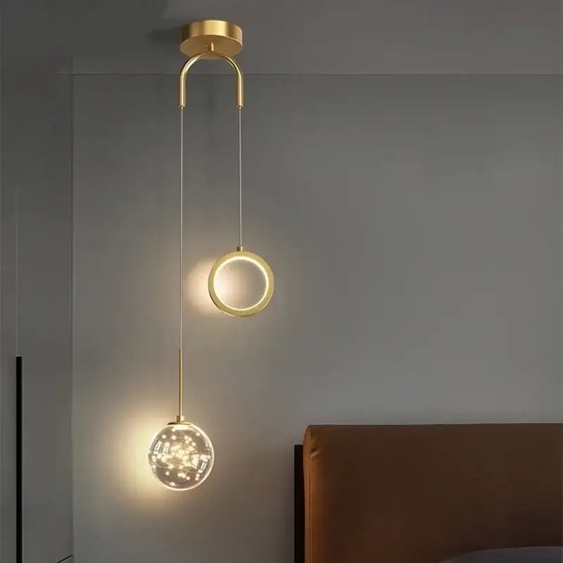 Gold Crystal Ring Pendant with 3-Color Light