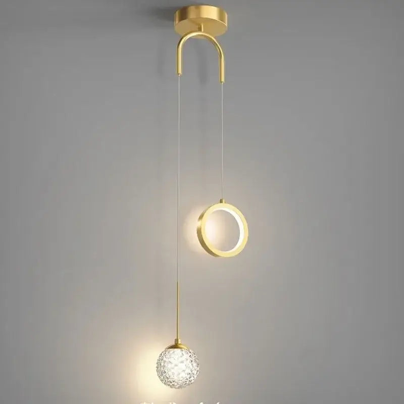 Gold Crystal Ring Pendant with 3-Color Light