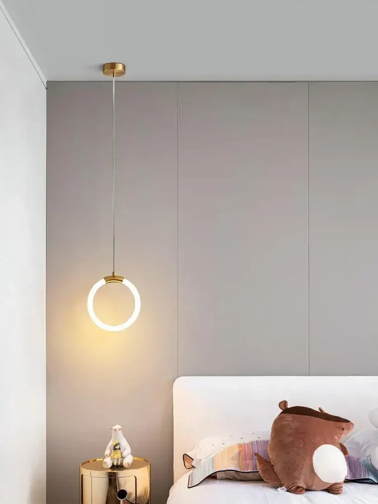 Gold Ring LED Pendant 2-Head Minimalist Design