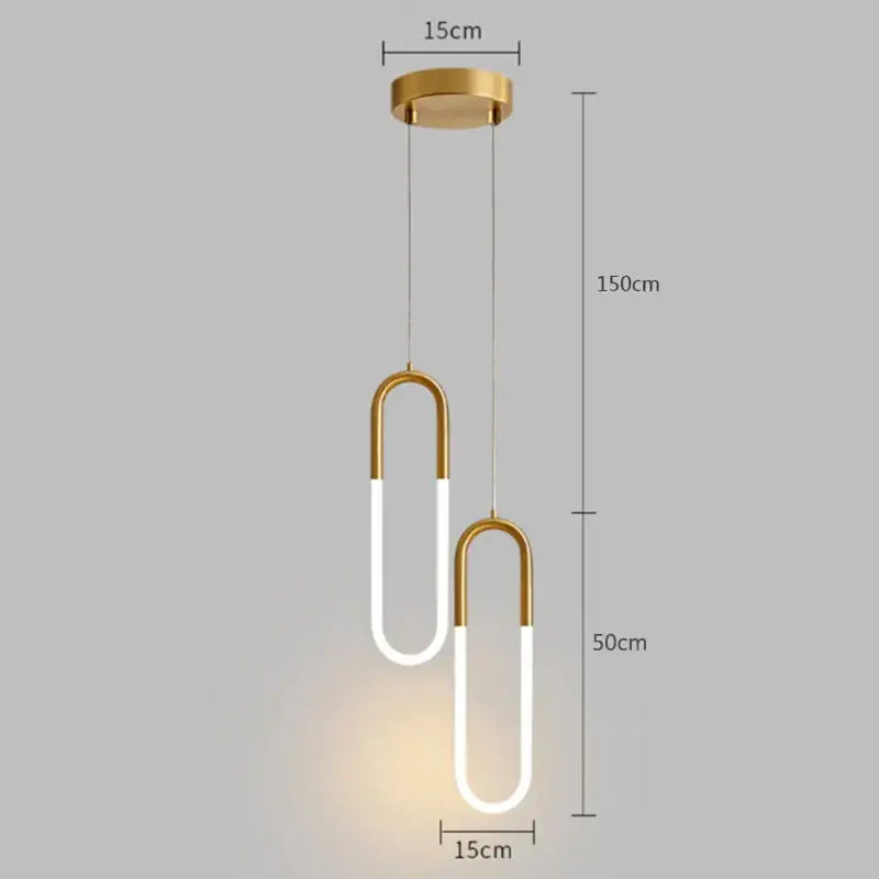 Gold Ring LED Pendant 2-Head Minimalist Design