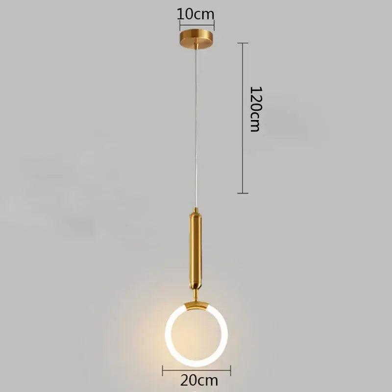 Gold Ring LED Pendant 2-Head Minimalist Design