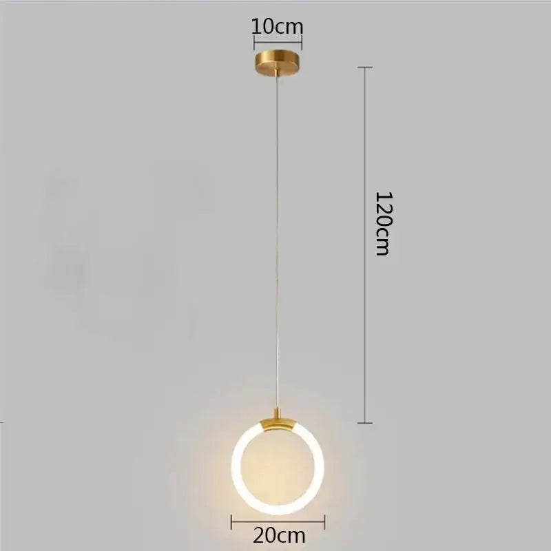 Gold Ring LED Pendant 2-Head Minimalist Design