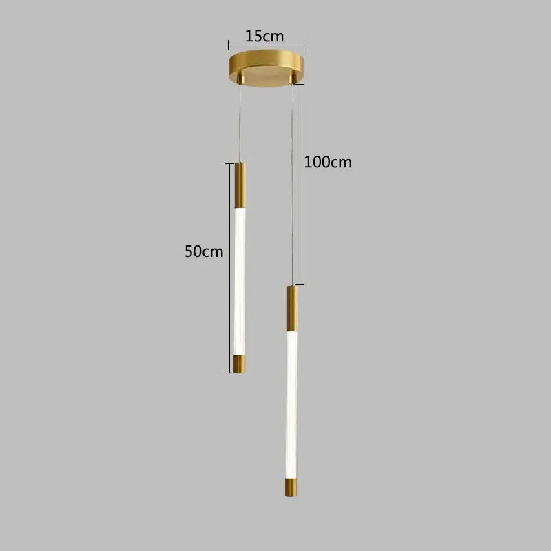 Gold Ring LED Pendant 2-Head Minimalist Design