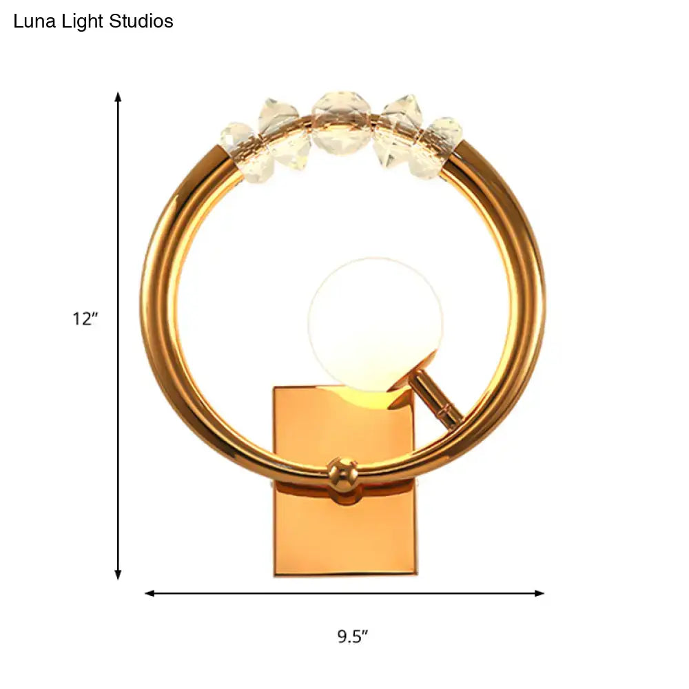 Gold Crystal Wall Sconce Metal Base LED