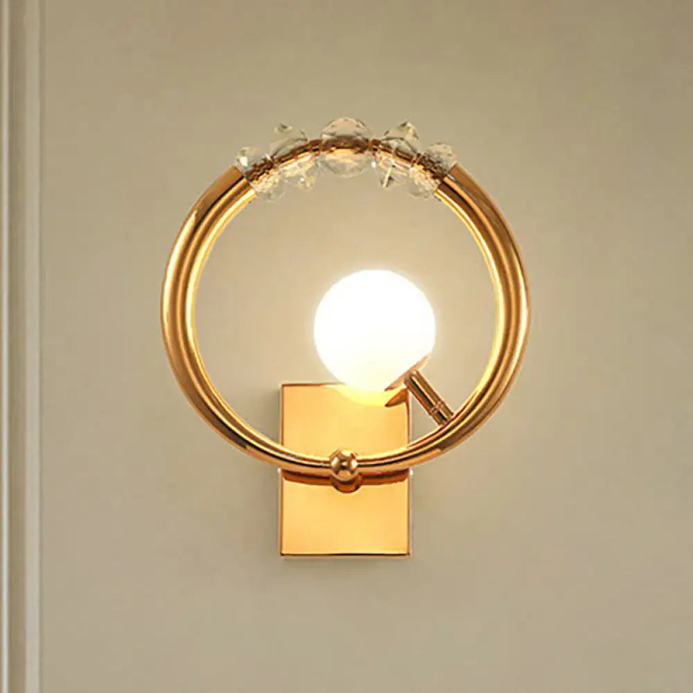 Gold Crystal Wall Sconce Metal Base LED