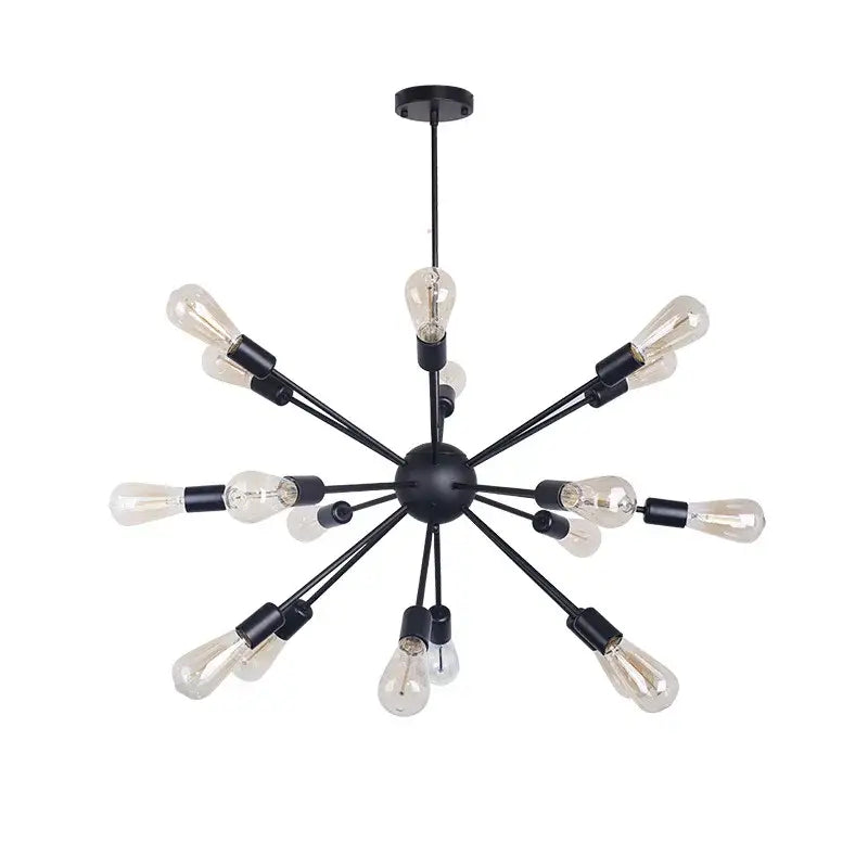 Gold Starburst Chandelier 18-Head Satellite Design
