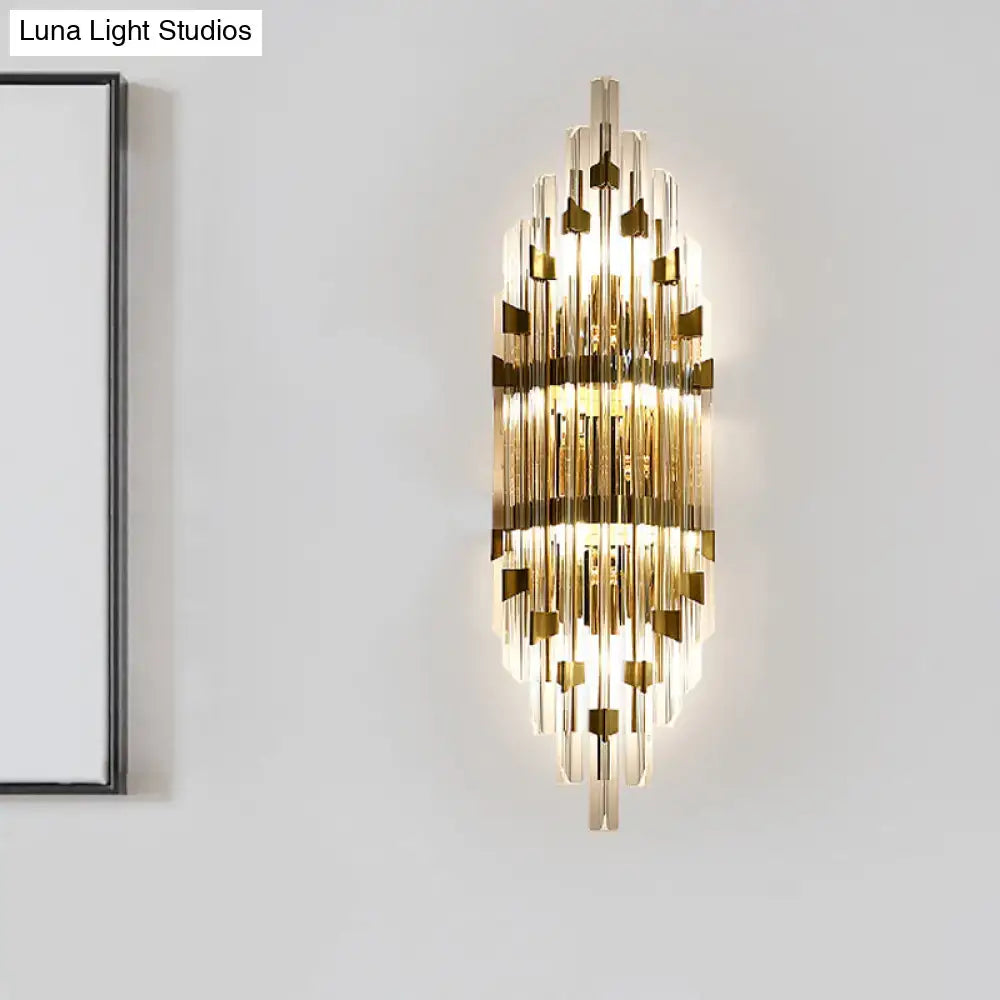 Gold Crystal Three-Light Rod Sconce