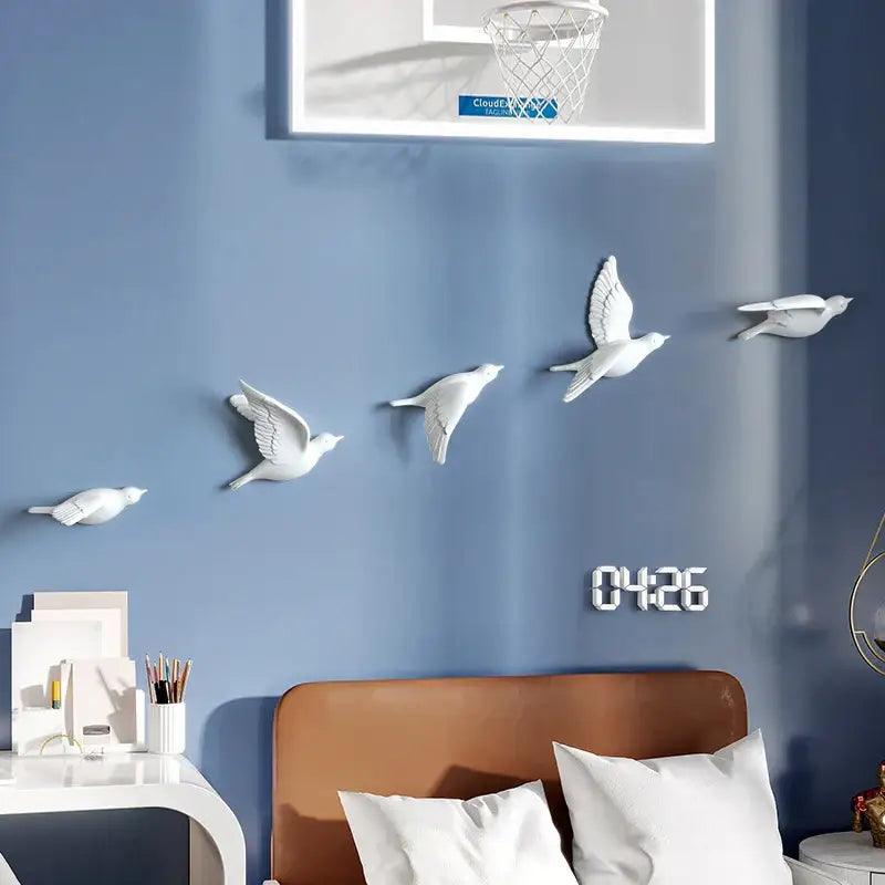 Gold Silver Bird Wall Art