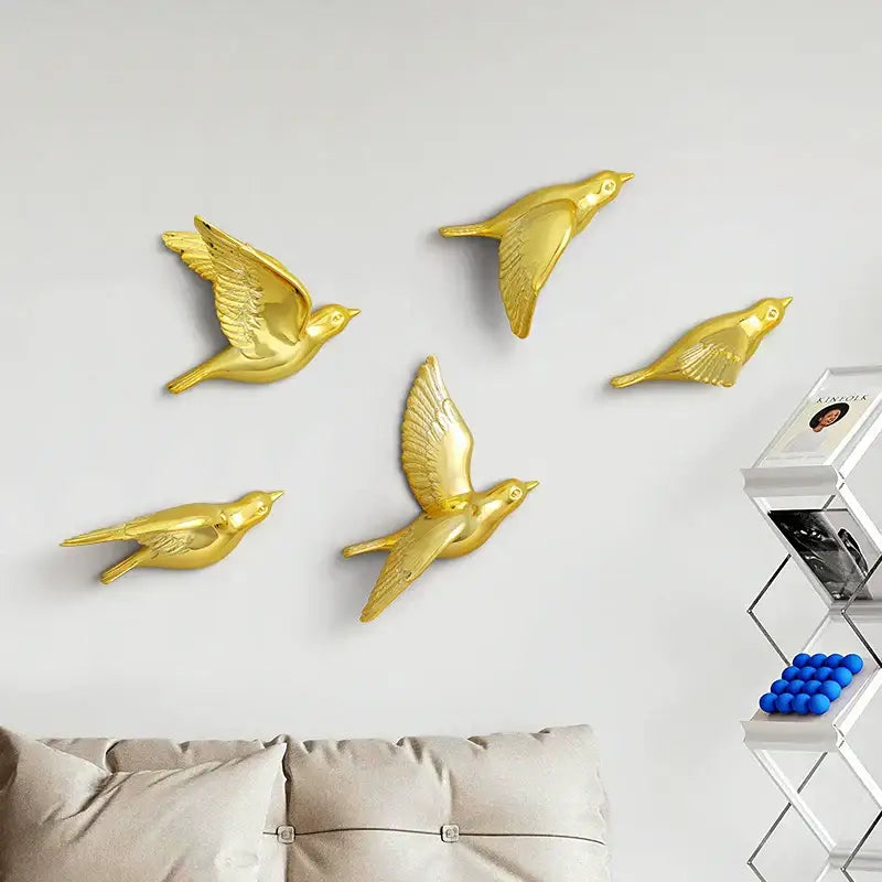 Gold Silver Bird Wall Art