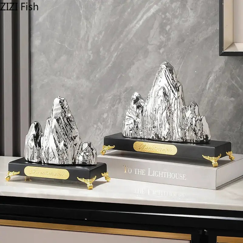 Gold Silver Mountain Sculpture