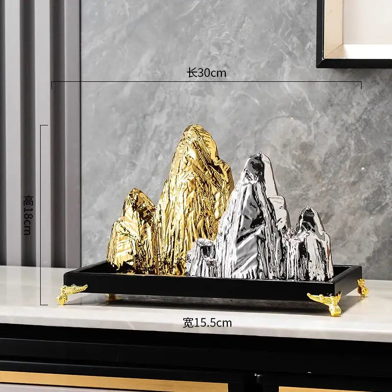 Gold Silver Mountain Sculpture