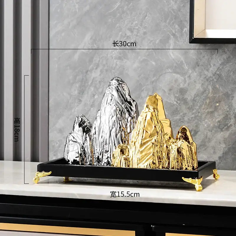 Gold Silver Mountain Sculpture