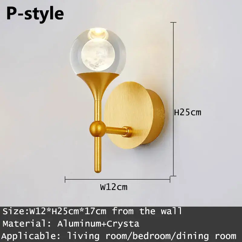 Crystal LED Wall Sconce with Integrated Light