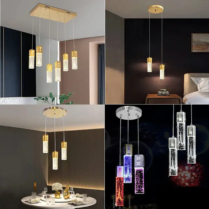 Gold Crystal Bubble Pendant Light for Dining