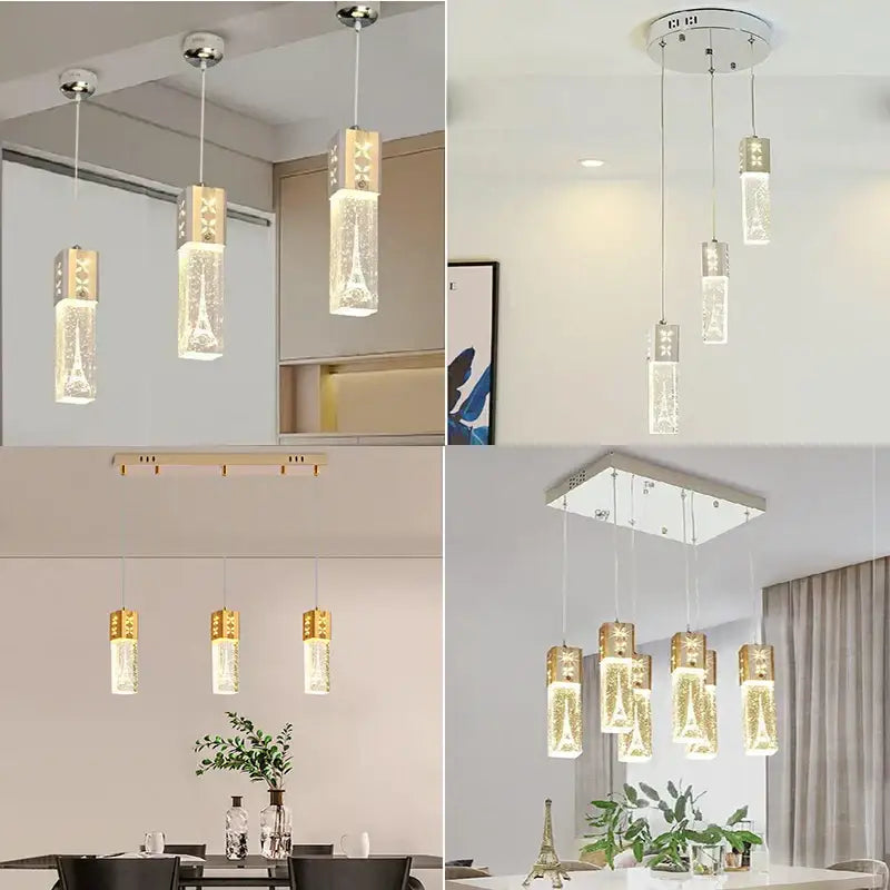 Gold Crystal Bubble Pendant Light for Dining