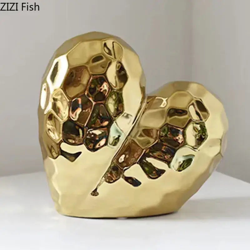 Gold Faceted Ceramic Statue