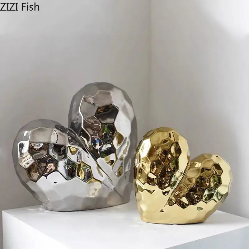 Gold Faceted Ceramic Statue