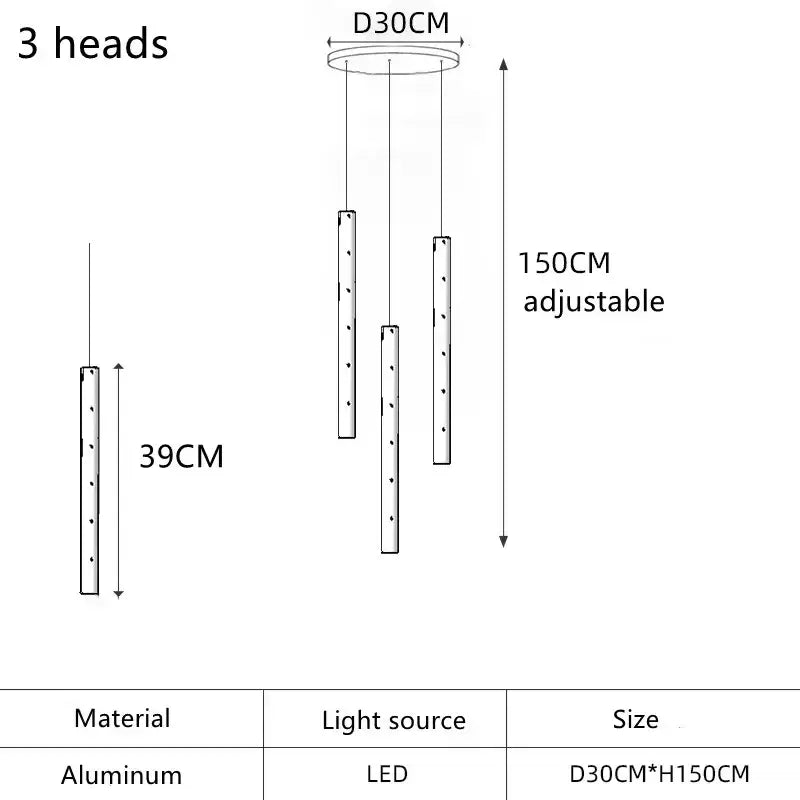 Gold LED Pendant Chandelier 30-Tube Design