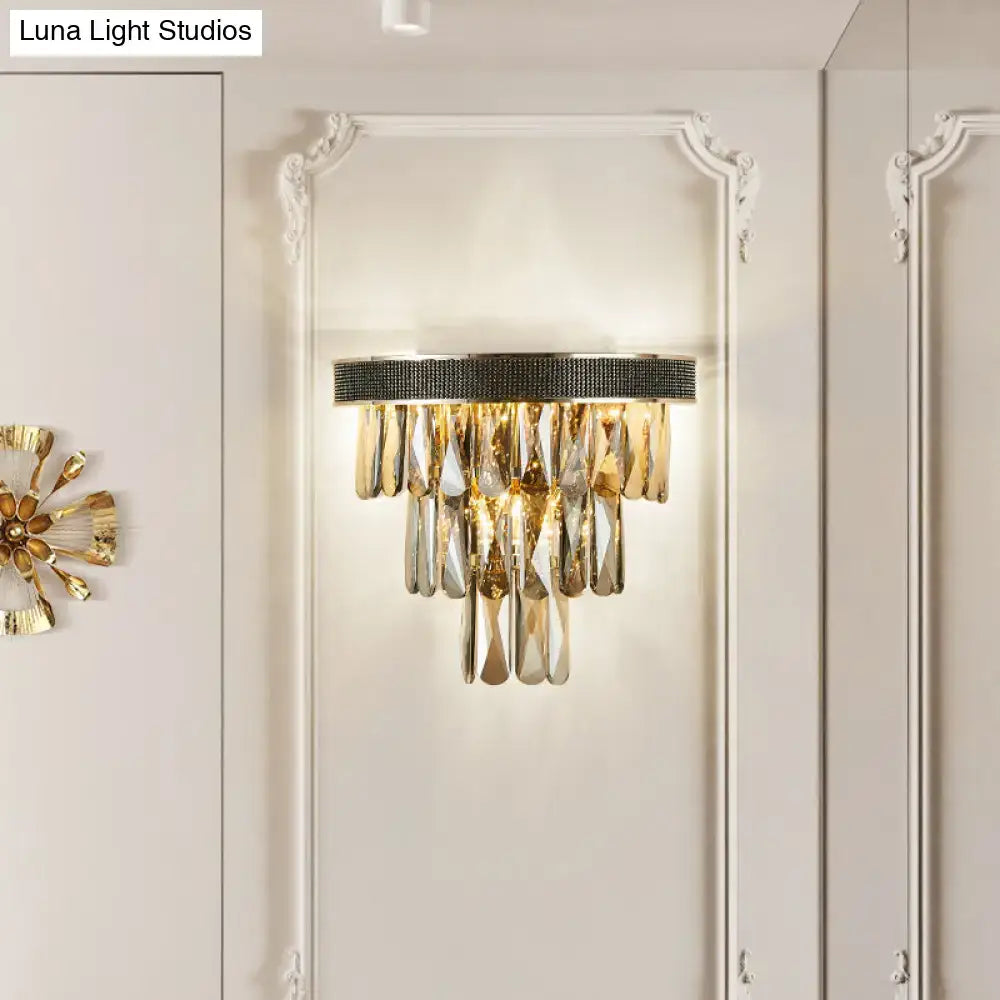 Gold Crystal Block Lamp Smoke Gray Compact