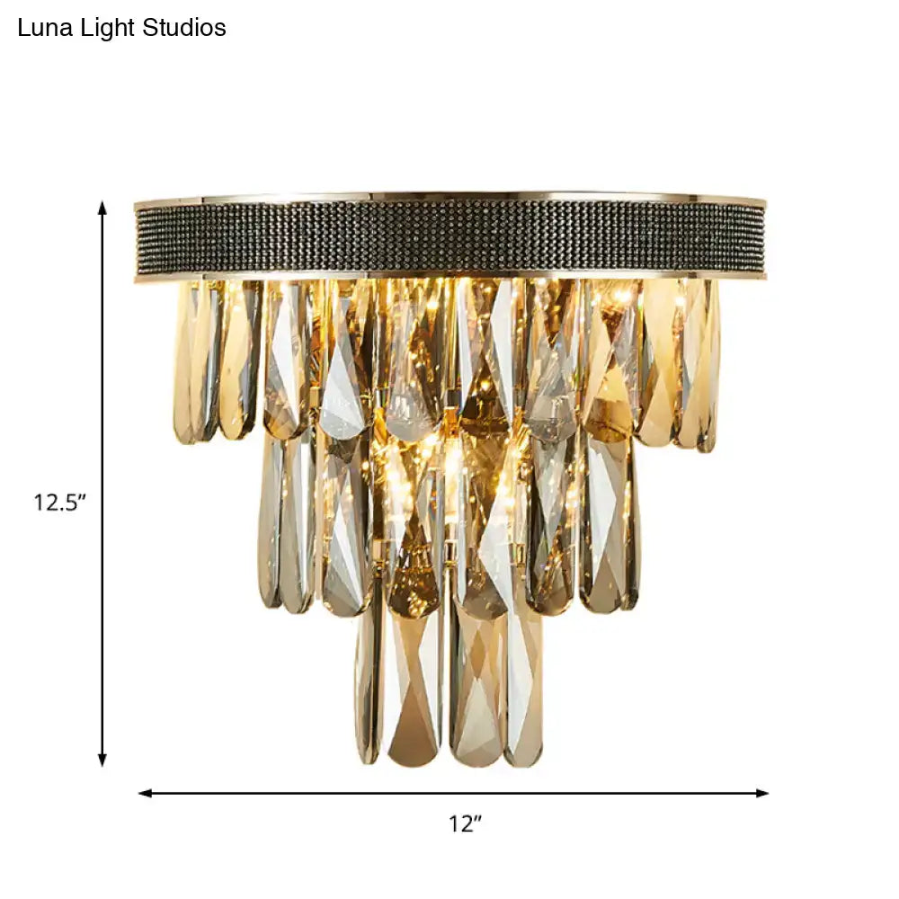 Gold Crystal Block Lamp Smoke Gray Compact