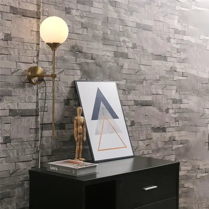 Gold Smoked Glass Sconce with Touch Switch