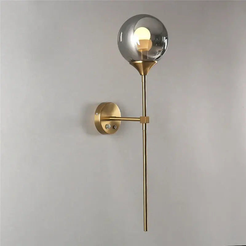 Gold Smoked Glass Sconce with Touch Switch