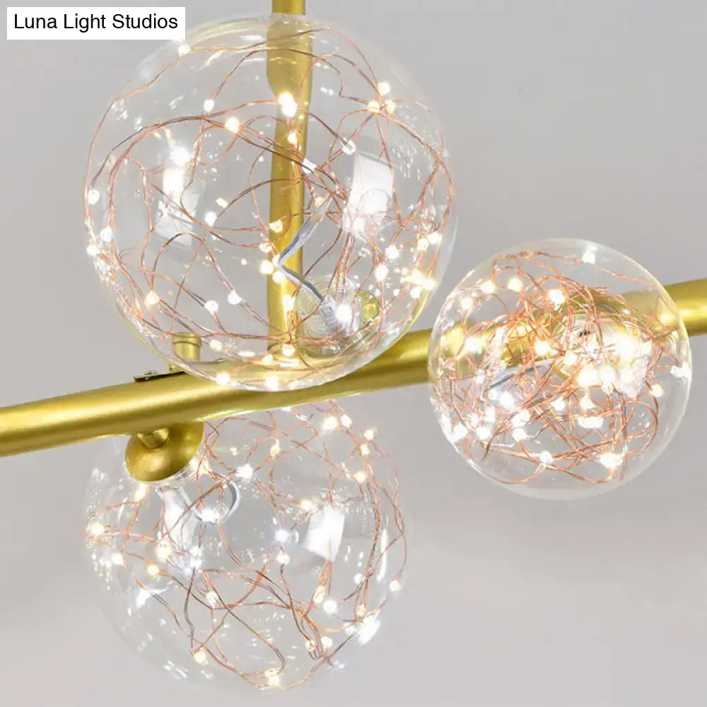 Gold Glass Sphere Chandelier