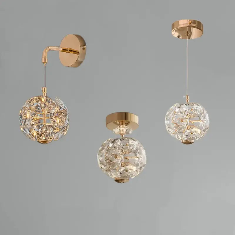 Gold Crystal Bedroom Pendant Light