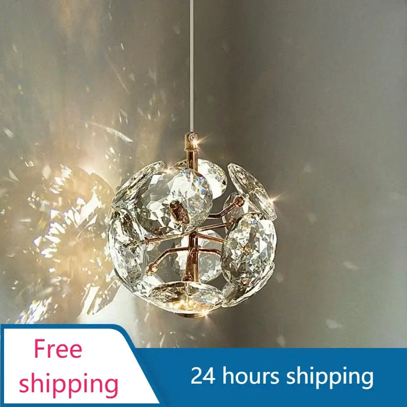 Gold Crystal Bedroom Pendant Light