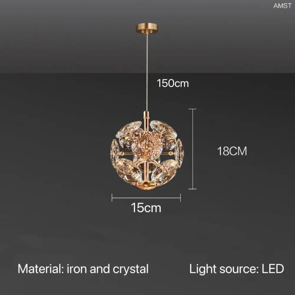 Gold Crystal Bedroom Pendant Light