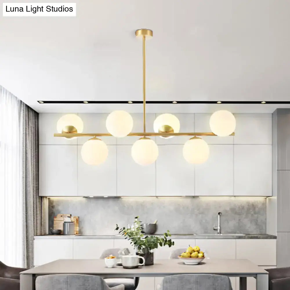Gold Glass Mid-Century Spherical Island Pendant
