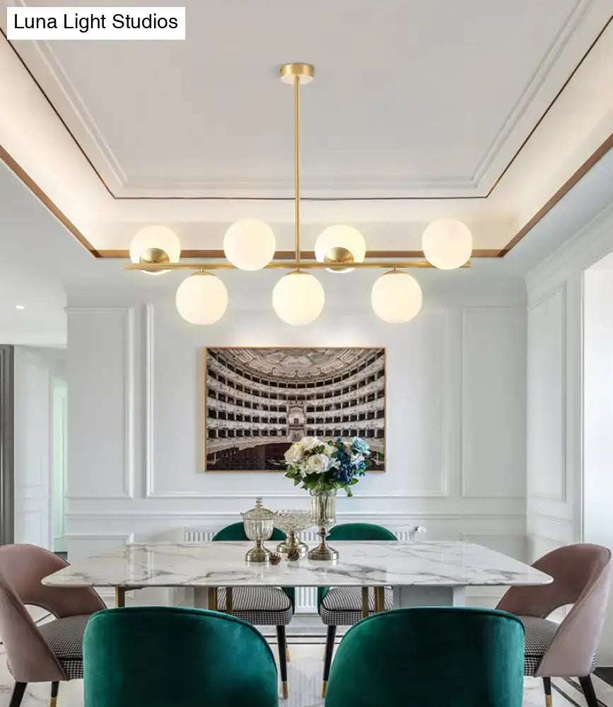 Gold Glass Mid-Century Spherical Island Pendant