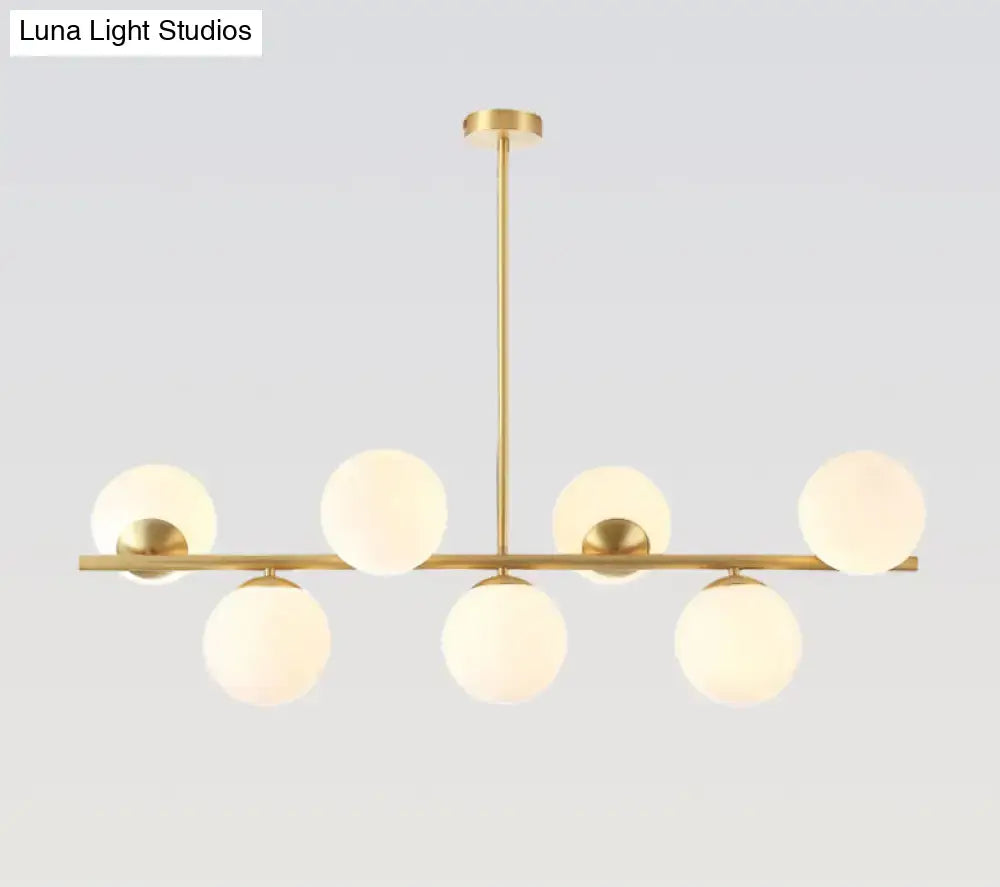 Gold Glass Mid-Century Spherical Island Pendant