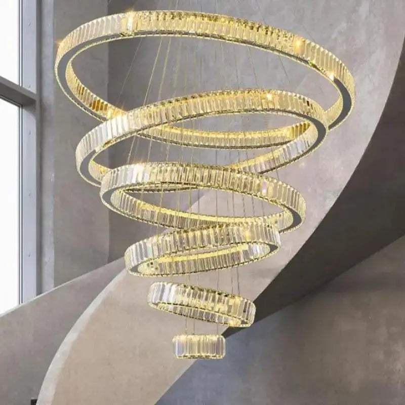 Gold Crystal Circle 4-Ring 100cm Chandelier