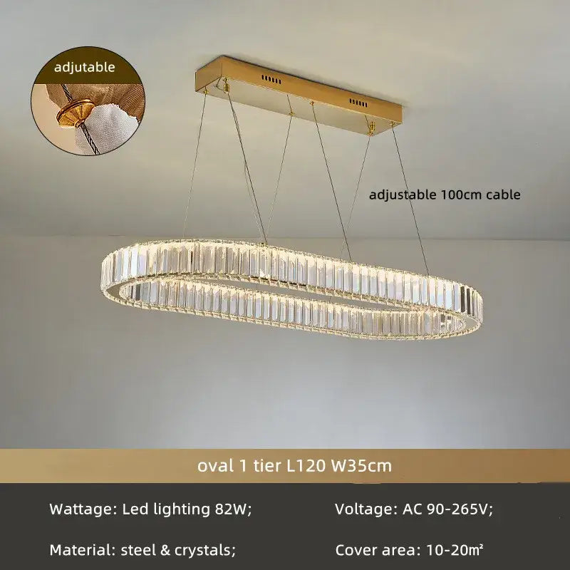 Gold Crystal Circle 4-Ring 100cm Chandelier