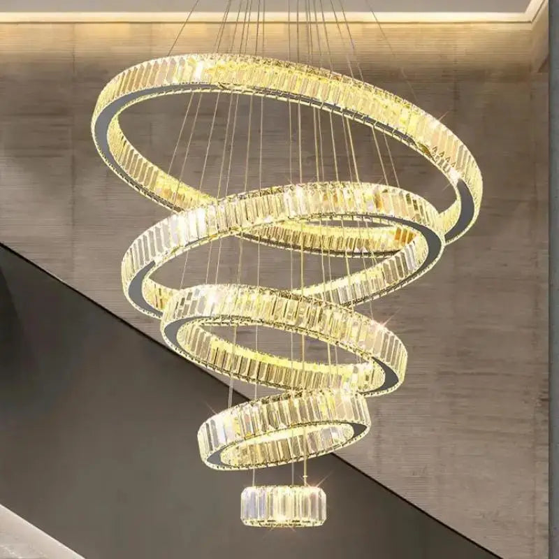 Gold Crystal Circle 4-Ring 100cm Chandelier