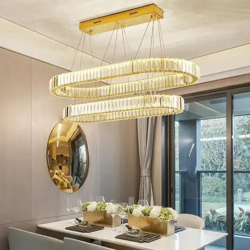 Gold Crystal Circle 4-Ring 100cm Chandelier