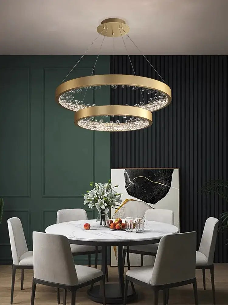 Gold Spiral LED Dimmable Dining Room Chandelier