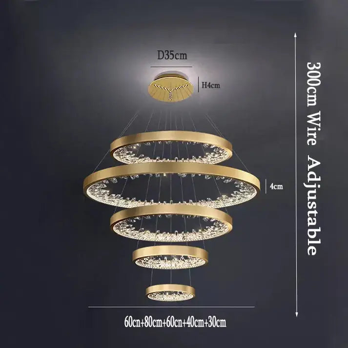 Gold Spiral LED Dimmable Dining Room Chandelier