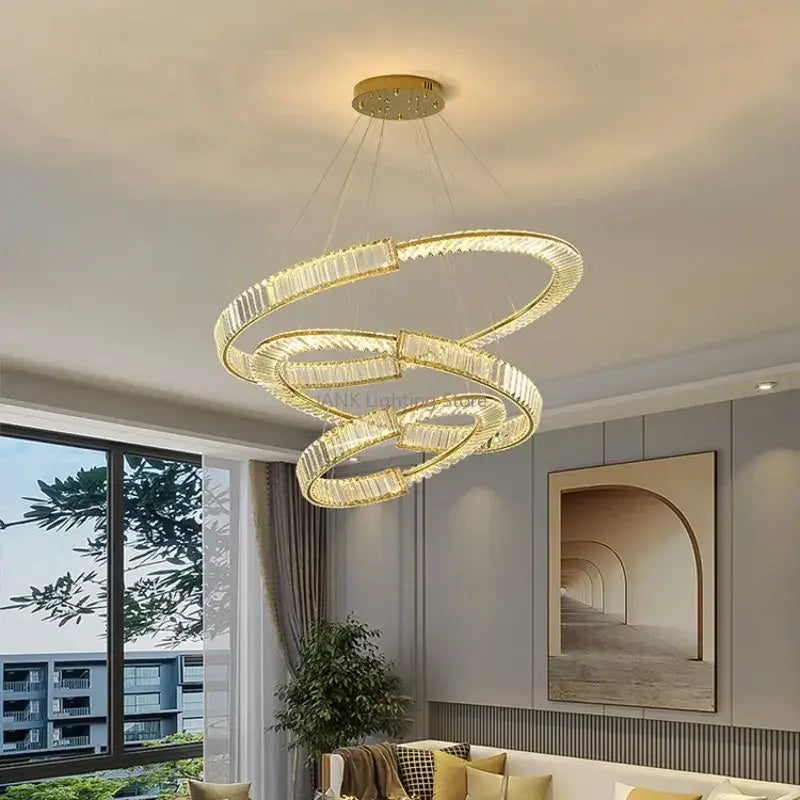 Gold Spiral 100cm Pendant Chandelier
