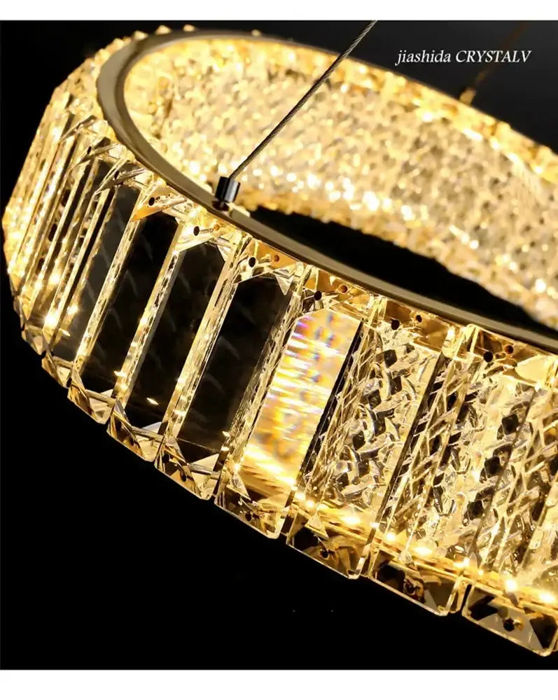 Gold Spiral Crystal Dimmable Entryway Chandelier
