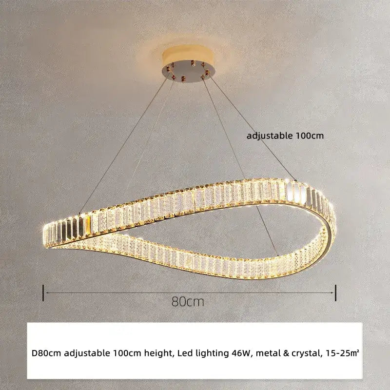 Gold Spiral Crystal Dimmable Entryway Chandelier