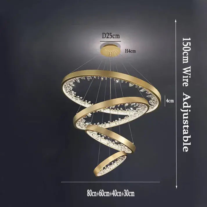 Gold Spiral LED Chandelier