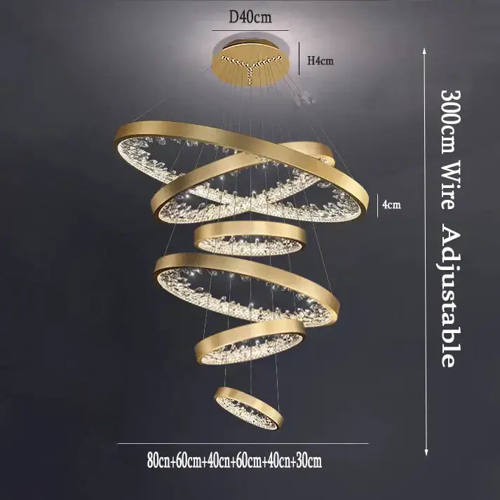 Gold Spiral LED Chandelier