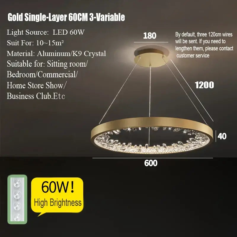 Gold Spiral LED Chandelier