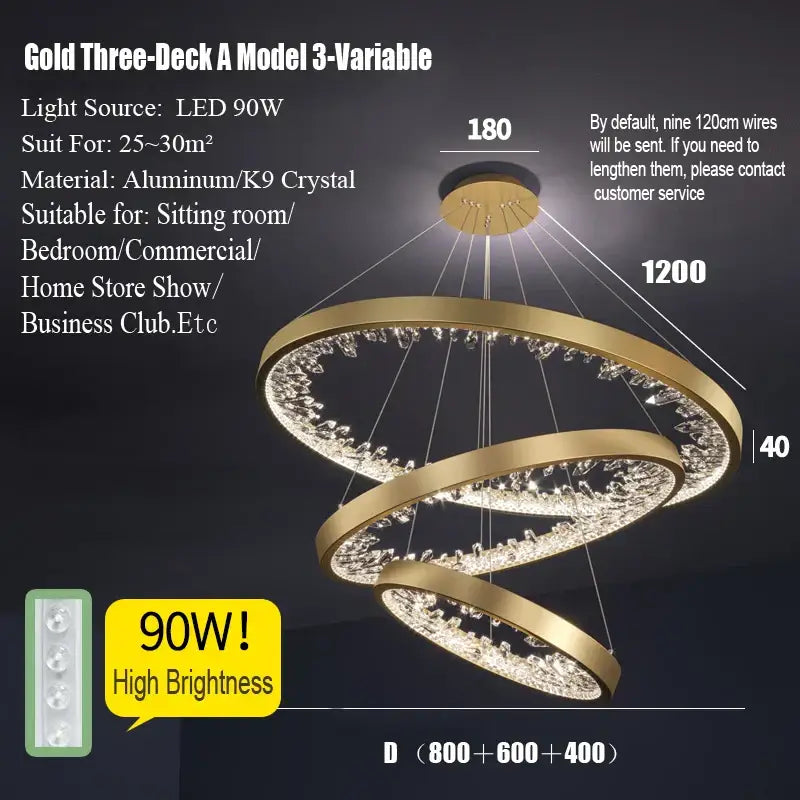 Gold Spiral LED Chandelier