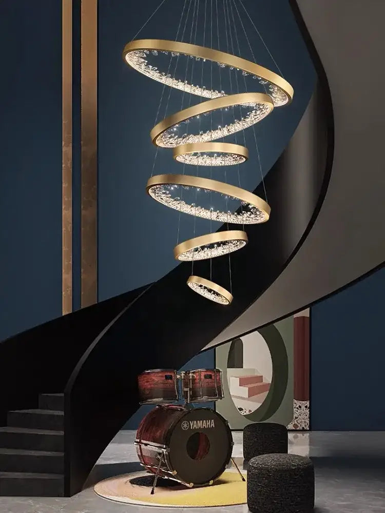 Gold Spiral LED Chandelier