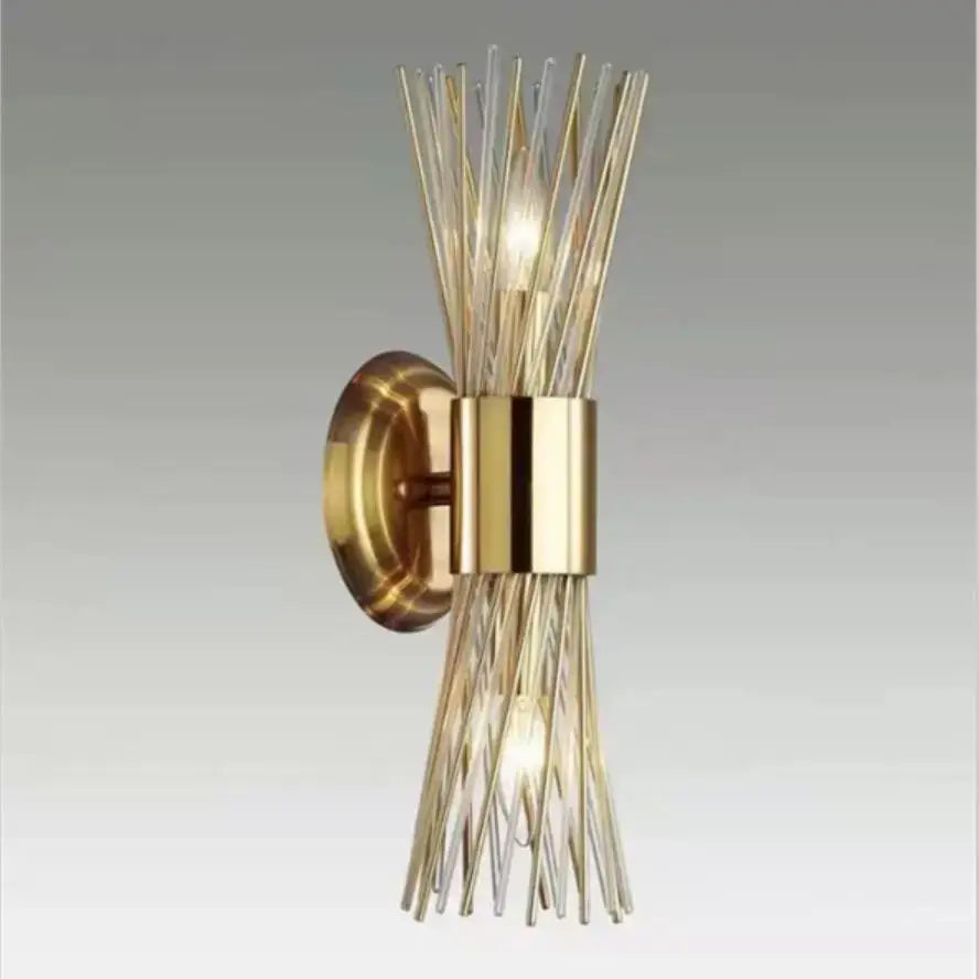 Gold Fluted Glass Wall Sconce for Bedrooms and Hallways